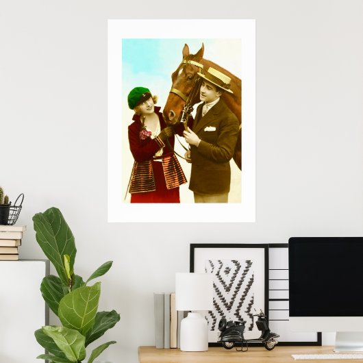 Dame, gent en paard poster (Thuiskantoor)