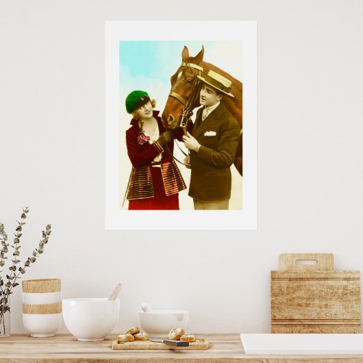 Dame, gent en paard  poster (Keuken)