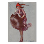 dame gevangen in de regen, (Voorkant)