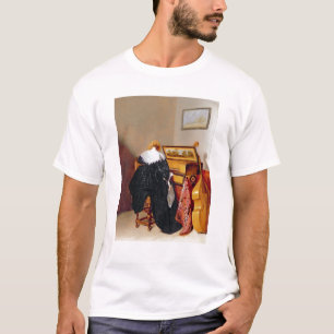 Dame gezeten door een maagdenvlies t-shirt