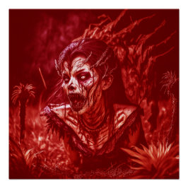 Dame Ghoul grommend te midden van planten Perfect Poster