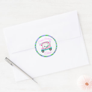 Dame Golf Thema Gelukkige Verjaardag Ronde Sticker