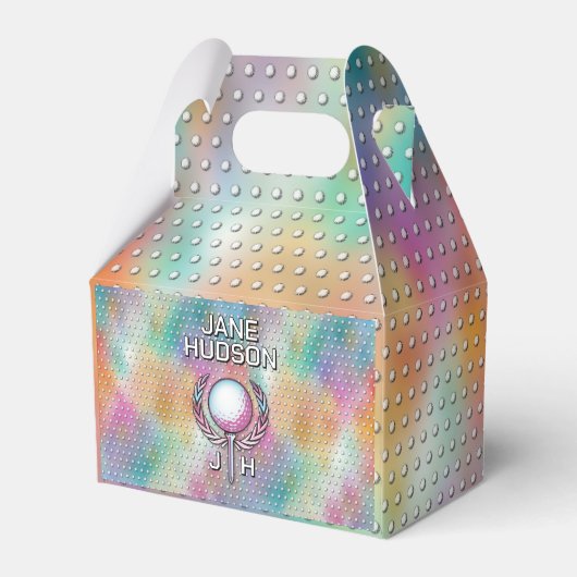 Dame Golfer Aangepast Monogram Kleur Ontwerp Bedankdoosjes (Achterkant)