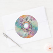 Dame Golfer Aangepast Monogram Ontwerp Ronde Sticker (Envelop)