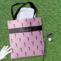 Dame Golfer Aangepast Naam Patroon Roze Zwart