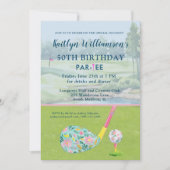 * Dame Golfer Aangepaste 50e Verjaardagsfeestje Kaart (Voorkant)