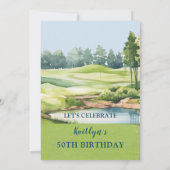 * Dame Golfer Aangepaste 50e Verjaardagsfeestje Kaart (Achterkant)