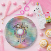 Dame Golfer Aangepaste Monogram Kleur Ontwerp Papieren Bordje (Feest)