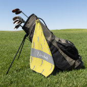 Dame Golfer Aangepaste Naam Patroon Geel Grijs Golfhanddoek (Groen)