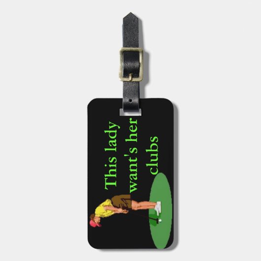 Dame golfer bag label bagagelabel (Voorkant verticaal)