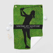 Dame Golfer Golf Groen Silhouet Monogram Golfhanddoek (Insitu)