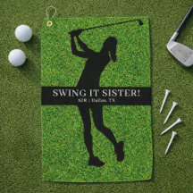 Dame Golfer Golf Groen Silhouet Monogram