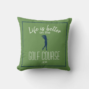 Dame Golfer Golfbaan Citaat Groen Geborduurd Kussen
