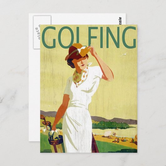  dame Golfer Golfing Briefkaart (Voorkant / Achterkant)