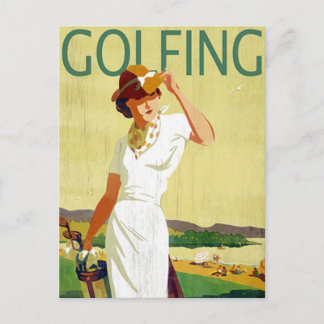  dame Golfer Golfing Briefkaart