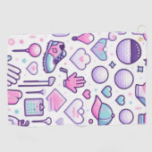 Dame Golfer Icoon Roze Golfhanddoek (Horizontaal)