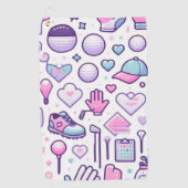 Dame Golfer Icoon Roze Golfhanddoek (Voorkant)