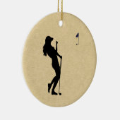 Dame Golfer Keramisch Ornament (Rechts)