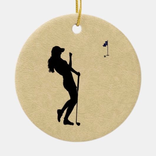 Dame Golfer Keramisch Ornament (Voorkant)