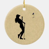 Dame Golfer Keramisch Ornament (Achterkant)