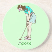 Dame Golfer-monogram drankkusten Zandsteen Onderzetter (Voorkant)