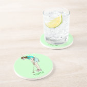 Dame Golfer-monogram drankkusten Zandsteen Onderzetter (Zijkant)