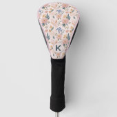 Dame Golfer Roze Bloemmotief Monogram  Golfheadcover (Voorkant)