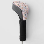 Dame Golfer Roze Bloemmotief Monogram  Golfheadcover (Schuin)
