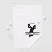Dame Golfer Silhouet Monogram Naam Stad Golfhanddoek (Insitu)