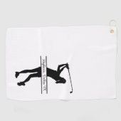 Dame Golfer Silhouet Monogram Naam Stad Golfhanddoek (Horizontaal)