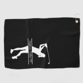 Dame Golfer Silhouet Naam Stad Monogram Golfhanddoek (Horizontaal)