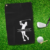 Dame Golfer Silhouet Naam Stad Monogram Golfhanddoek