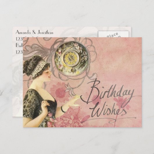  dame Happy Birthday Briefkaart (Voorkant / Achterkant)