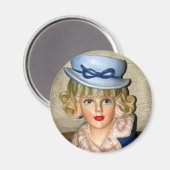  Dame Head Vase Blue Pet Fur Collar Magneet (Voorkant / Achterkant)