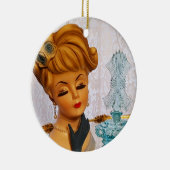 Dame Head Vase Blue Rozen Perfume Flacon Glam Keramisch Ornament (Rechts)