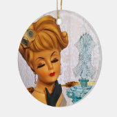 Dame Head Vase Blue Rozen Perfume Flacon Glam Keramisch Ornament (Links)