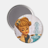 Dame Head Vase Blue Rozen Perfume Flacon Glam Magneet (Voorkant / Achterkant)