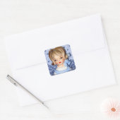  dame Head Vase Little Girl Blue Bow Vierkante Sticker (Envelop)