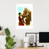 Dame, heer en paard vintage poster (Thuiskantoor)