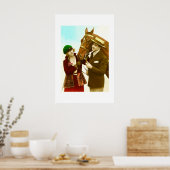 Dame, heer en paard vintage poster (Keuken)