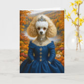 Dame Herfst , Poedel Blankokaart Kaart (Gele Bloem)
