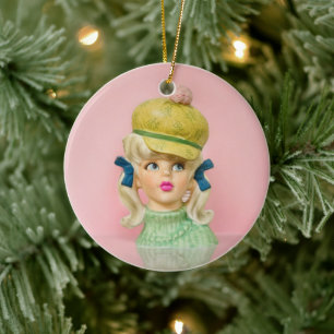 dame hoofd vaas tiener mod Pet vlechten Keramisch Ornament