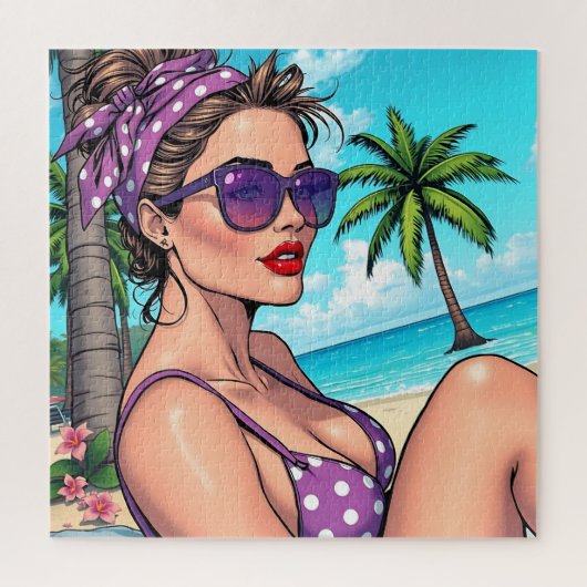 Dame in Bikini Retro Breach Legpuzzel (Verticaal)