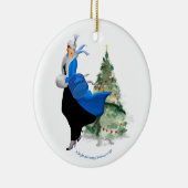 Dame in Blauw Kerstmis Groet Keramisch Ornament (Rechts)
