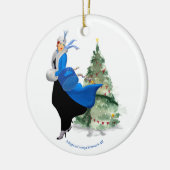 Dame in Blauw Kerstmis Groet Keramisch Ornament (Links)