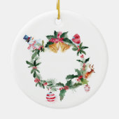 Dame in Blauw Kerstmis Groet Keramisch Ornament (Achterkant)