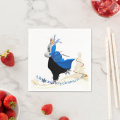 Dame in Blauw Kerstmis Groet Servet (Insitu)