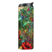 dame in bloementuin kleurrijk thermosbeker (Gedraaid links)