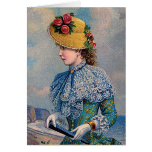 dame in Blue door het Zee,