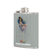 dame in champagneglas heupfles (Links)